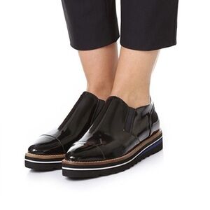 Vince Alona Black Patent Leather Slip-On Loafers